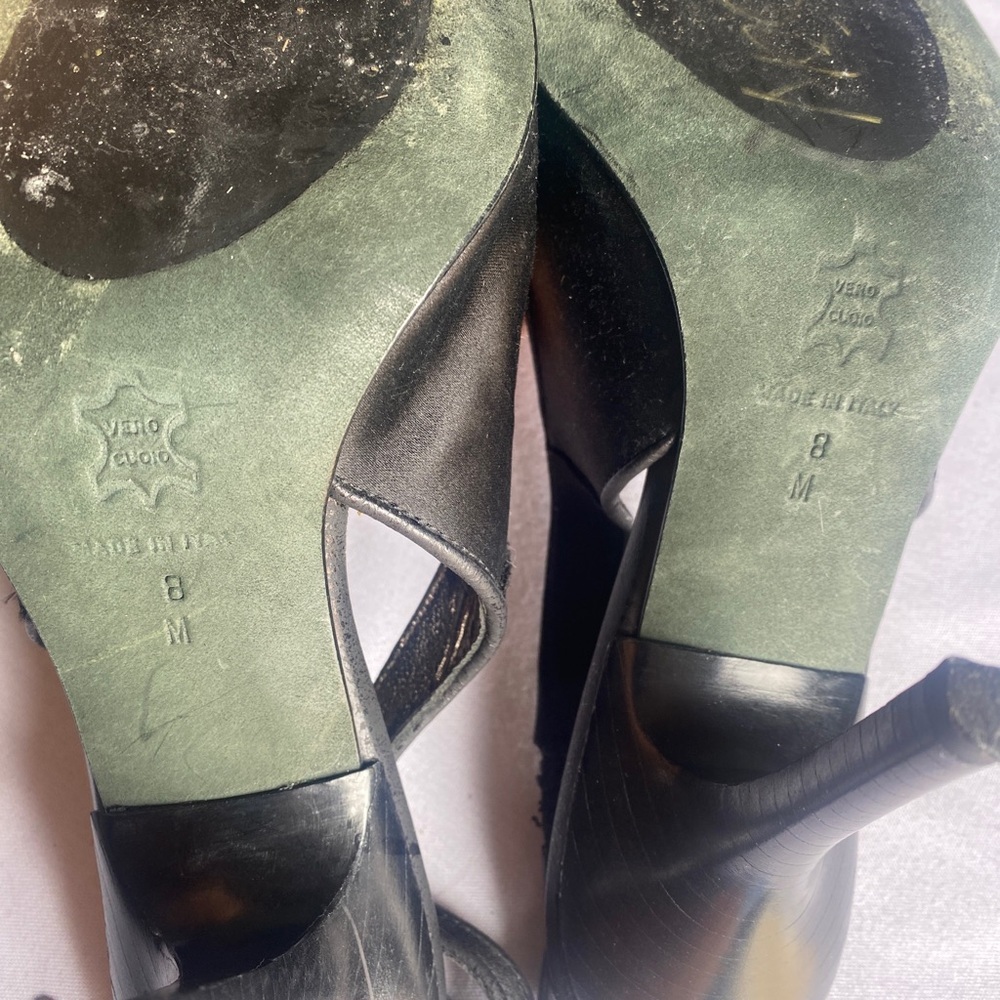 Donald J Pliner Couture Cruse 8N suede leather sling back pointy toe black jewel - Picture 8 of 8
